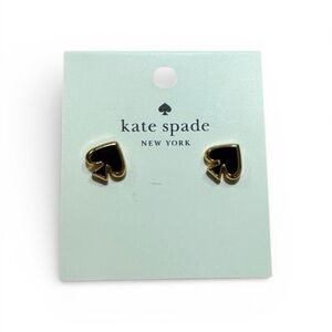 Kate Spade Everyday Spade Black Enamel Stud Earrings New